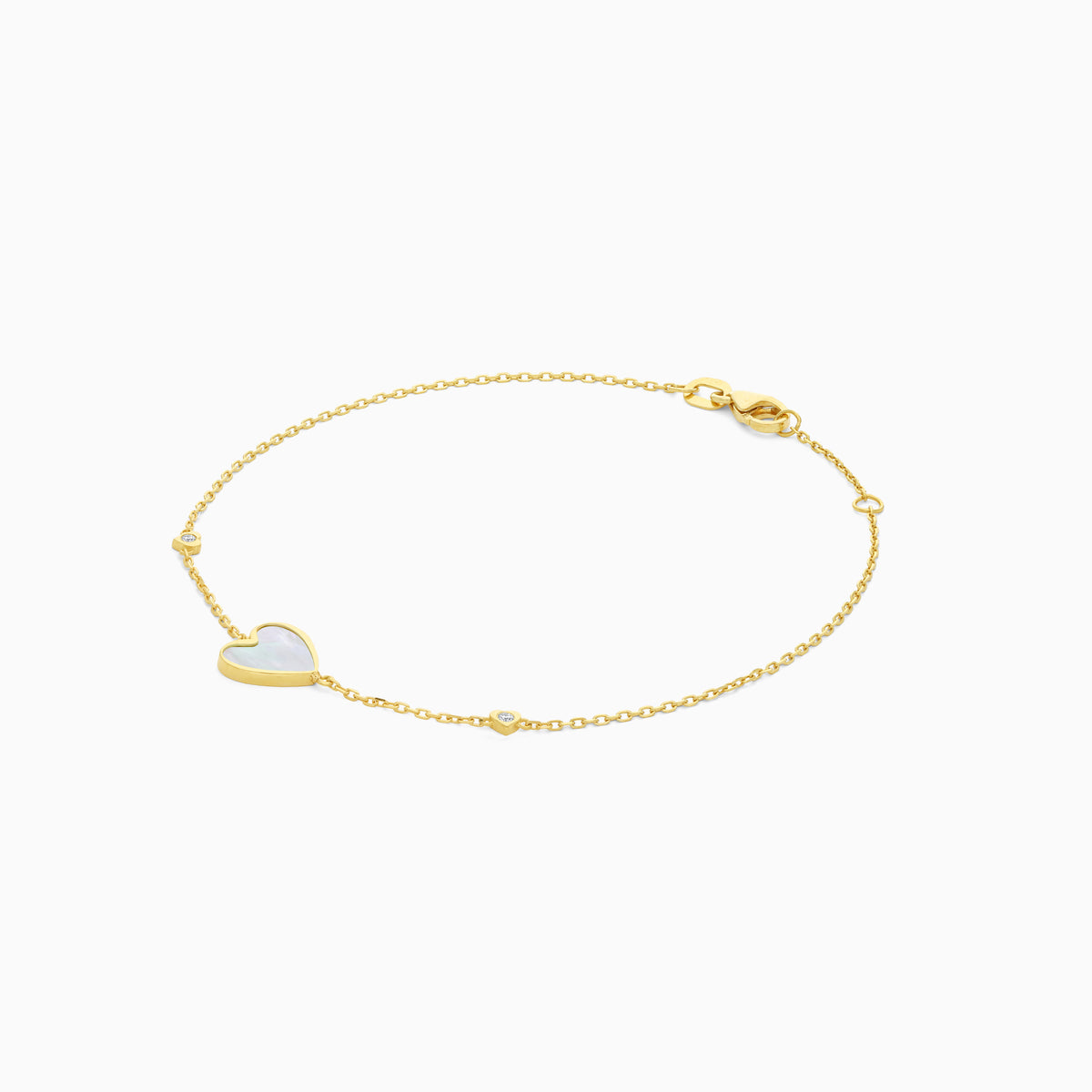 Mosaic 18k Yellow Gold Heart Bracelet with Natural Diamonds