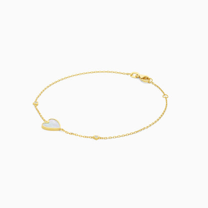 Mosaic 18k Yellow Gold Heart Bracelet with Natural Diamonds