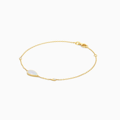 Mosaic 18k Yellow Gold Pear Shape Bracelet with Natural Diamonds