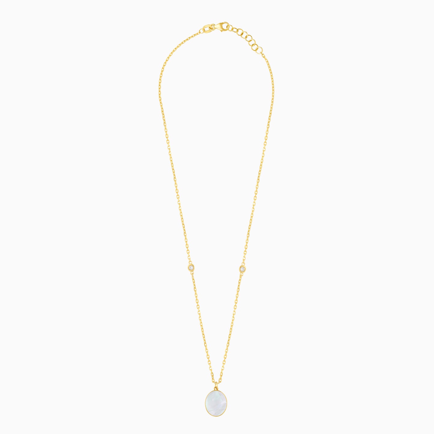 Mosaic 18k Yellow Gold Natural Diamonds Oval Necklace