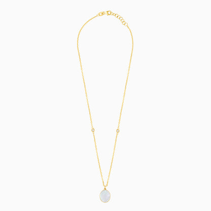 Mosaic 18k Yellow Gold Natural Diamonds Oval Necklace