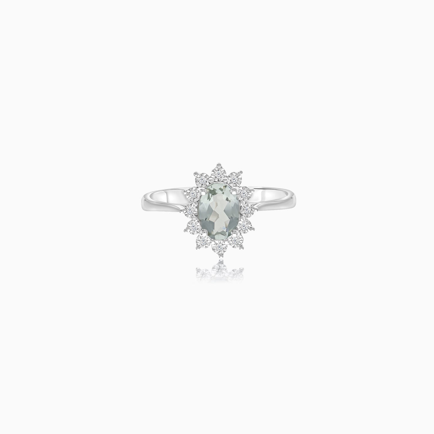 18K White Gold Diana Oval Parsolite and Natural Diamonds Ring