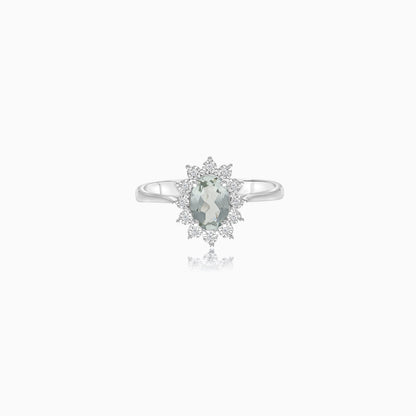 18K White Gold Diana Oval Parsolite and Natural Diamonds Ring