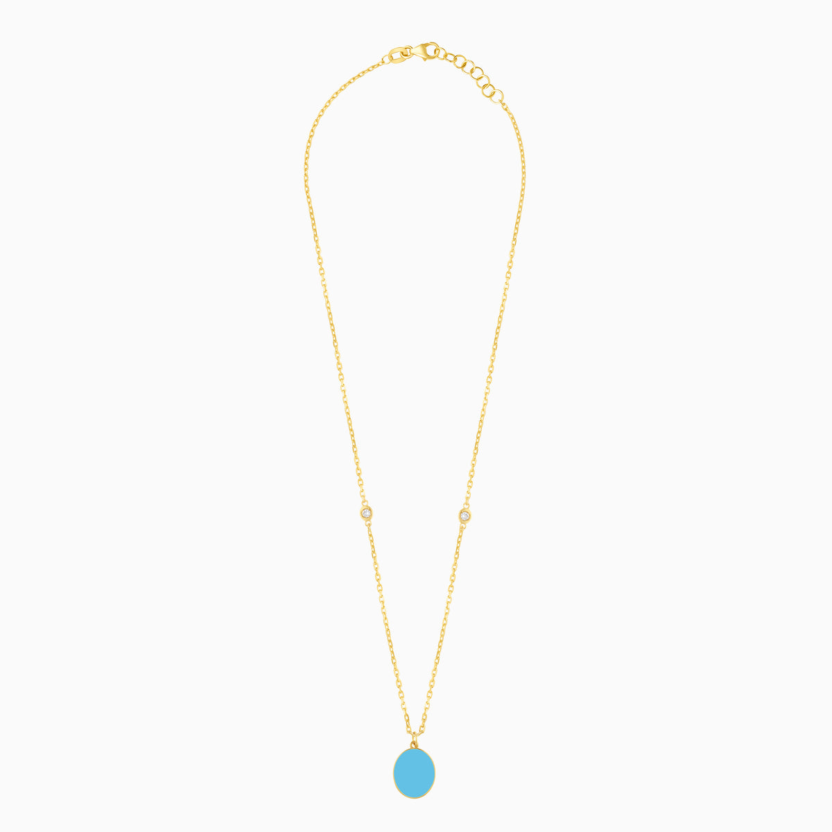 Eclat 18k Yellow Gold Natural Diamonds Oval Necklace