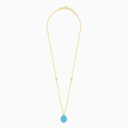 Eclat 18k Yellow Gold Natural Diamonds Oval Necklace