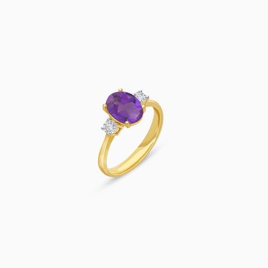 18K Gold Amethyst & Natural Diamonds Ring | Colour Classic