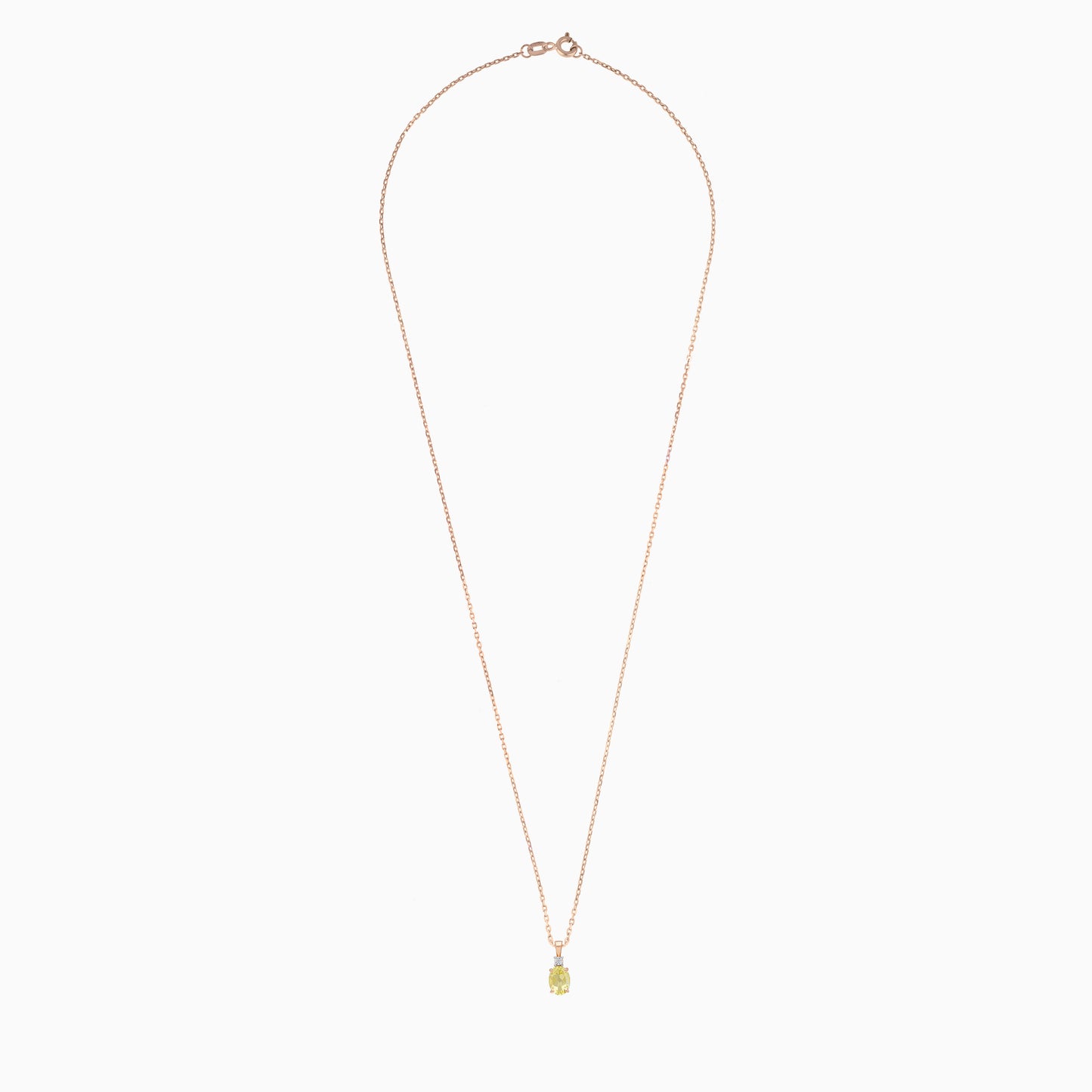 Lemon Quartz & Natural Diamond Necklace