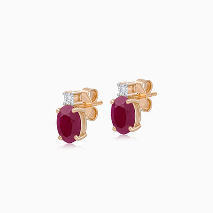 Colour Classic 18k Rose Gold Natural Diamonds and Ruby Earrings