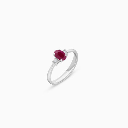 Colour Classic Natural Diamonds and Ruby 18k Gold Ring