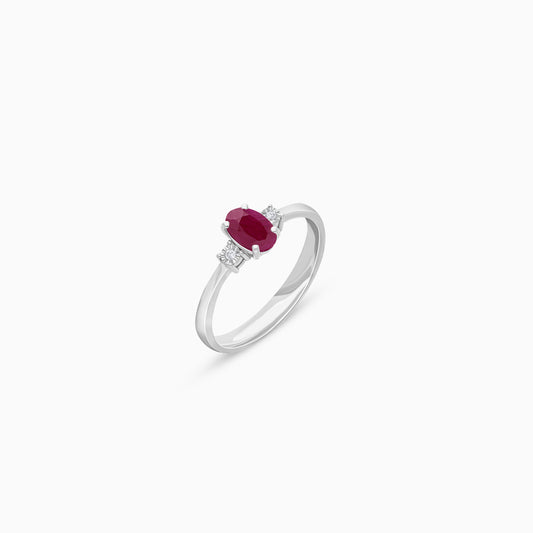 Colour Classic Natural Diamonds and Ruby 18k Gold Ring