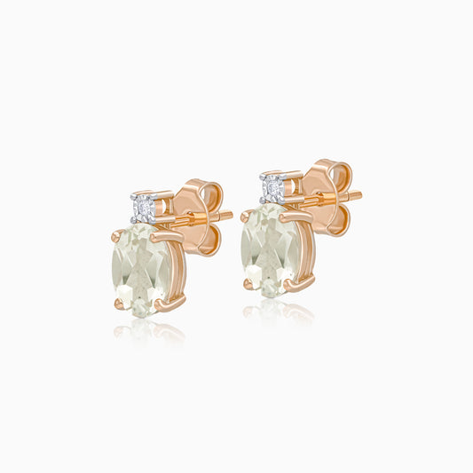 Colour Classic 18k Rose Gold Prasiolite and Natural Diamonds Earrings