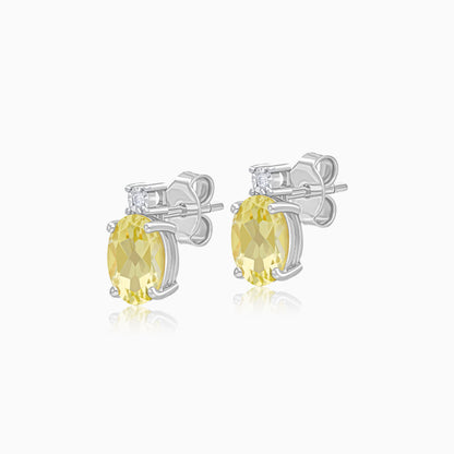 Lemon Quartz & Natural Diamond Pair of Earrings