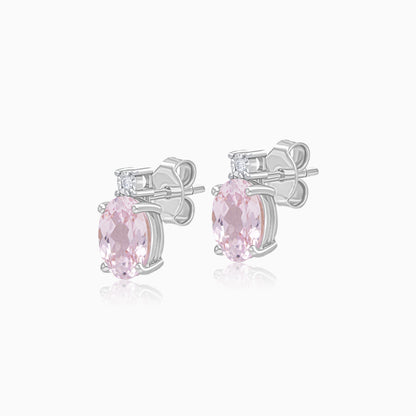 Colour Classic Kunzite and Natural Diamond Earrings in 18k White Gold