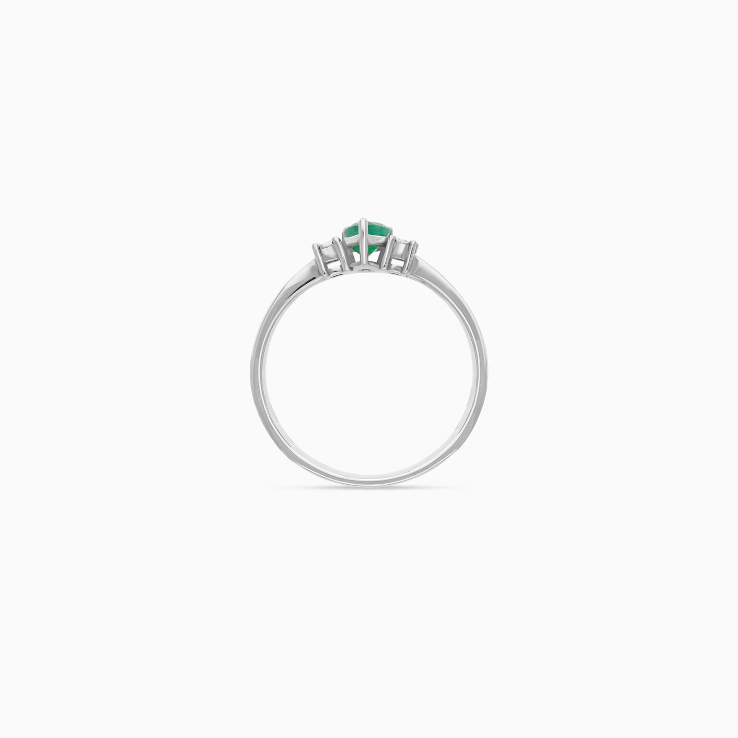 18k Gold Ring Drop shape Emerald and Natural Diamond
