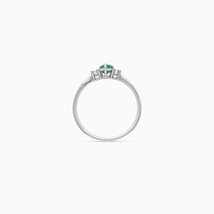 18k Gold Ring Drop shape Emerald and Natural Diamond
