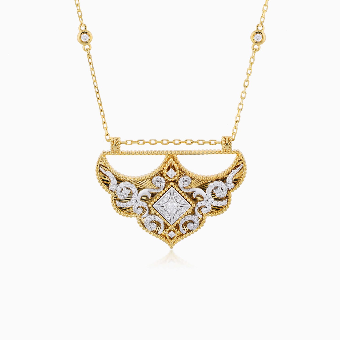 18k Yellow Gold Diamond-Studded Necklace - Shnaf Collection