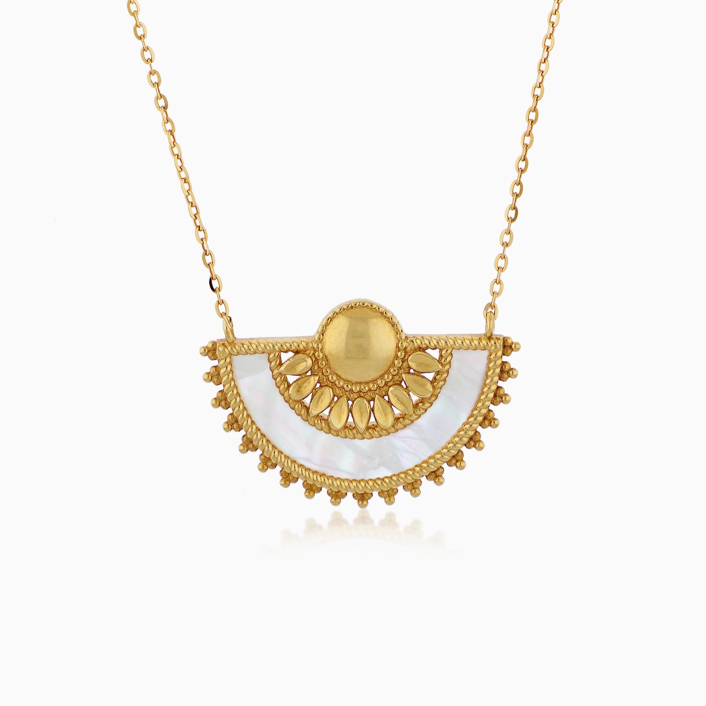 18k Yellow Gold Mother of Pearl Necklace | Shnaf Collection