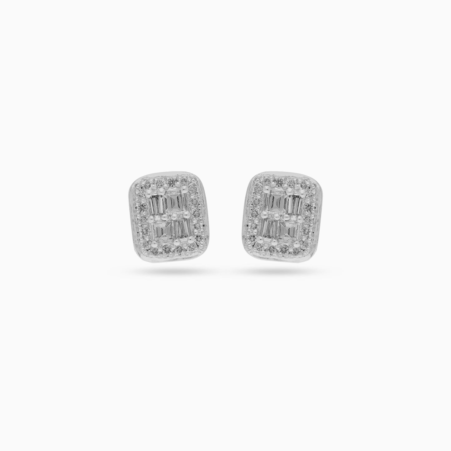 18K WHITE GOLD EARRINGS DECORATED WITH NATURAL DIAMOND STONES - FROM CARRE COLLECTION