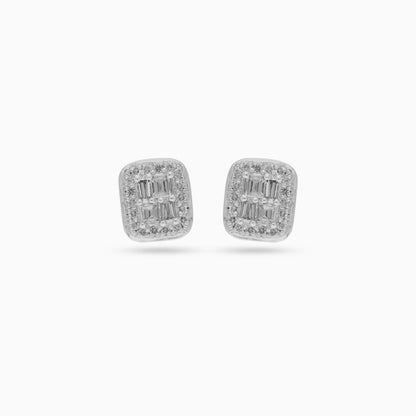18K WHITE GOLD EARRINGS DECORATED WITH NATURAL DIAMOND STONES - FROM CARRE COLLECTION