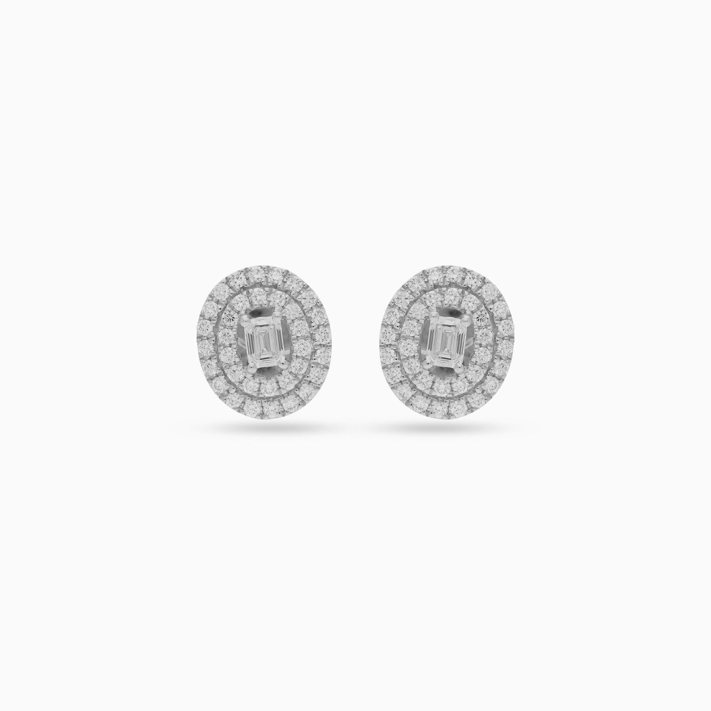 18K White Gold Diamond Stud Earrings – Carre Collection