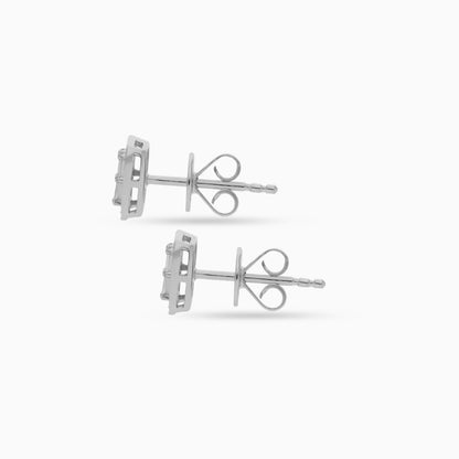 18K WHITE GOLD EARRINGS DECORATED WITH NATURAL DIAMOND STONES - FROM CARRE COLLECTION