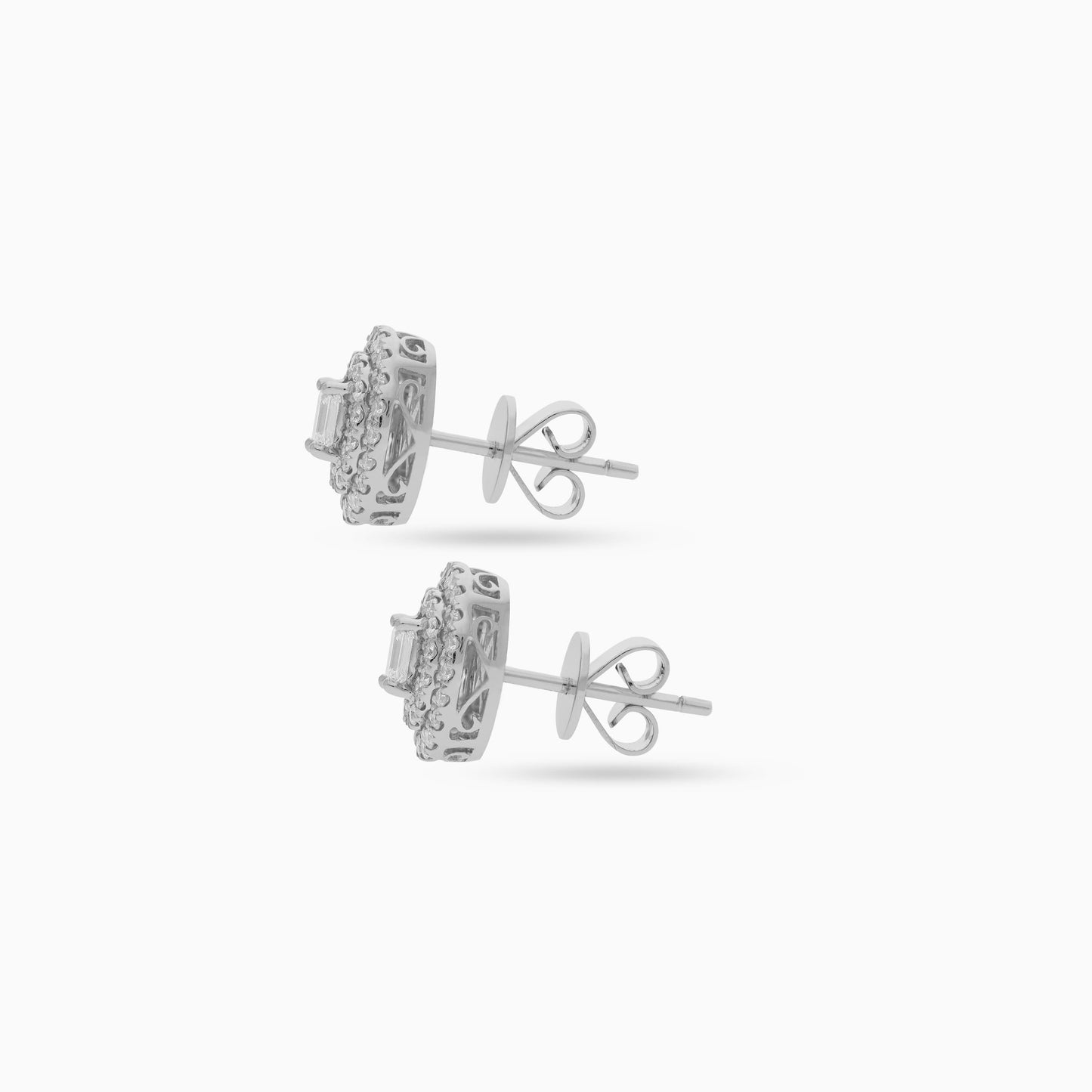18K White Gold Diamond Stud Earrings – Carre Collection