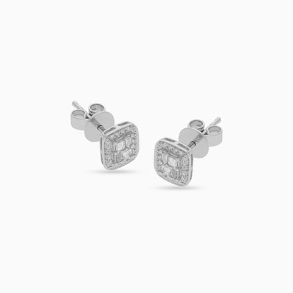 18K WHITE GOLD EARRINGS DECORATED WITH NATURAL DIAMOND STONES - FROM CARRE COLLECTION