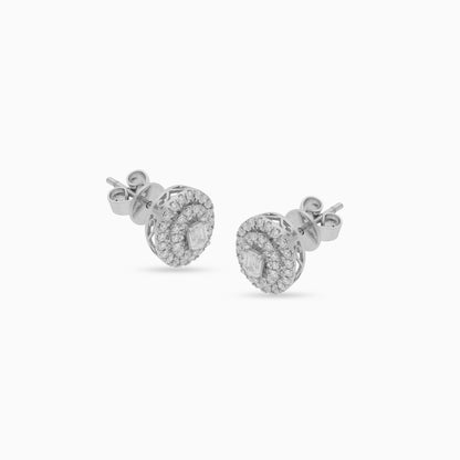 18K White Gold Diamond Stud Earrings – Carre Collection
