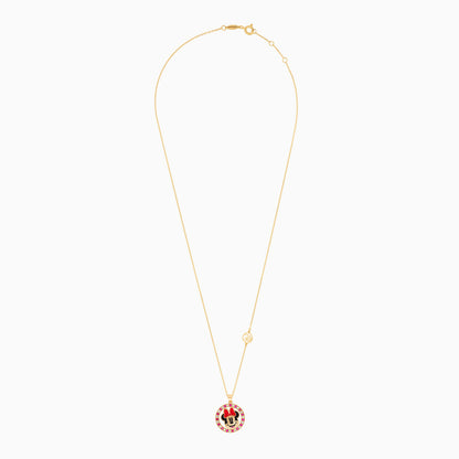 Disney- Mickey & Friends- 18 KT Yellow Gold- Mini Mouse Face- Necklace studded with Natural diamonds, Precious color stones & Enamels