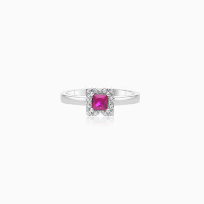 Colour 18K White Gold Natural Ruby and Diamonds Ring
