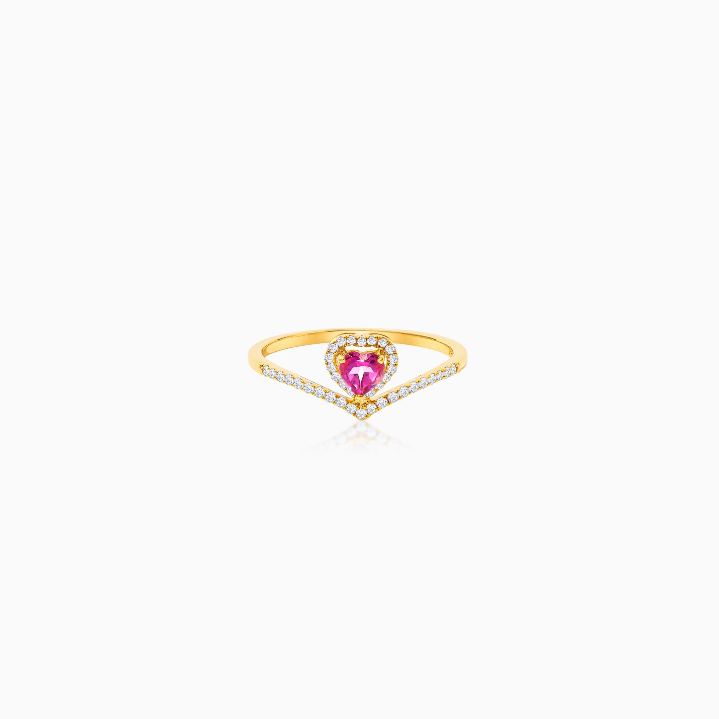 Valentine Ring 18k Yellow Gold Pink Topaz & Natural Diamond