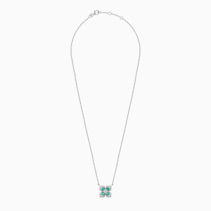 Coloure 18k White Gold Emerald and Natural Diamonds Necklace