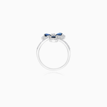 Coloure 18k White Gold Sapphire and Natural Diamonds Ring