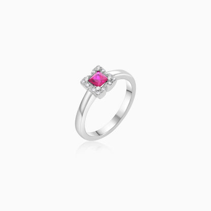 Colour 18K White Gold Natural Ruby and Diamonds Ring