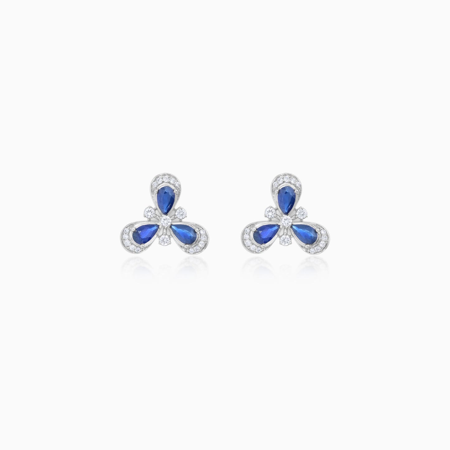 Coloure 18k White Gold Sapphire and Natural Diamonds Earrings