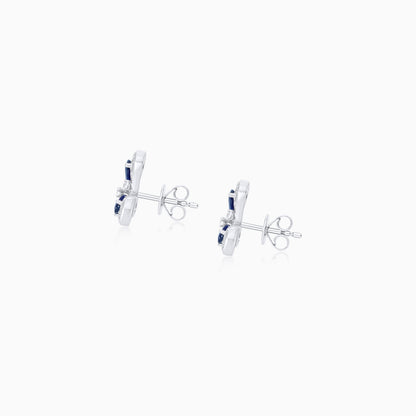 Coloure 18k White Gold Sapphire and Natural Diamonds Earrings