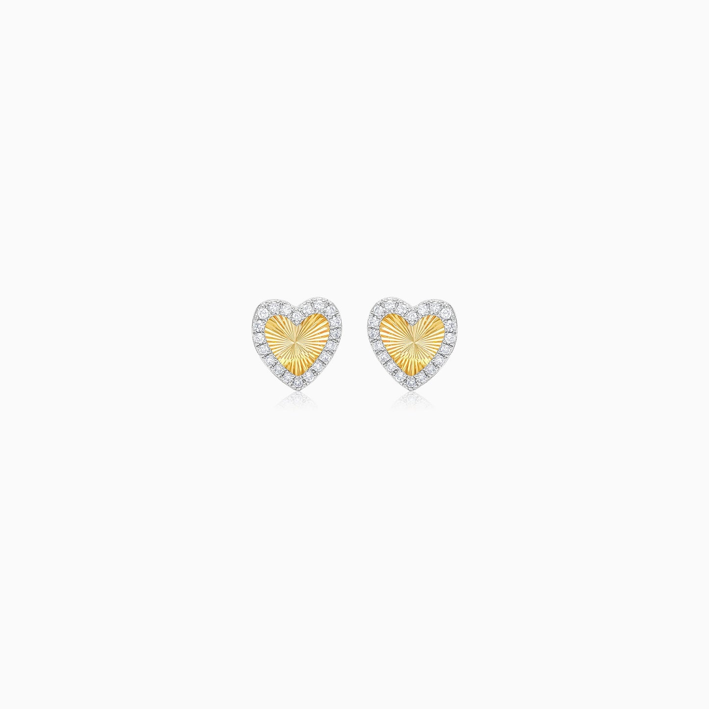 18k yellow gold earrings in heart-shaped decorative with natural diamond for kids | Farfalla collection