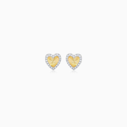 18k yellow gold earrings in heart-shaped decorative with natural diamond for kids | Farfalla collection