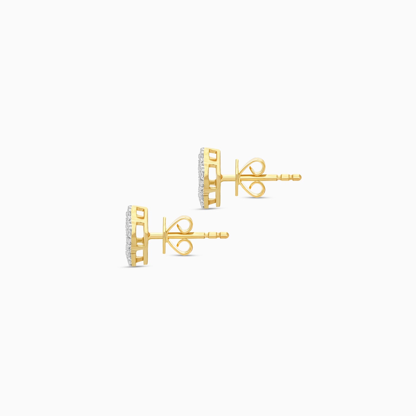 18k yellow gold earrings in flower-shaped decorative with natural diamond for kids | Farfalla collection