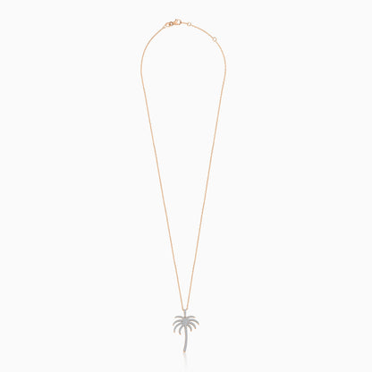 18K Rose Gold Chain with Palm Tree-Shaped Pendant (25mm) Decorated with Natural Diamonds | Al Nakhla Collection