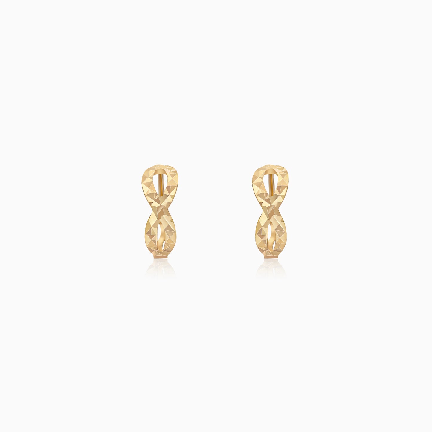 18k Gold Round Earring Hoops with infinity shape