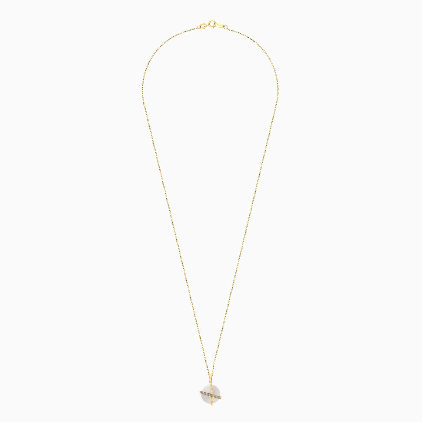 18K Yellow Gold Necklace with Pearl and Natural Diamond