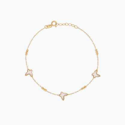 18K Yellow Gold Butterfly Bracelet with Mother of Pearl – Eclat Collection