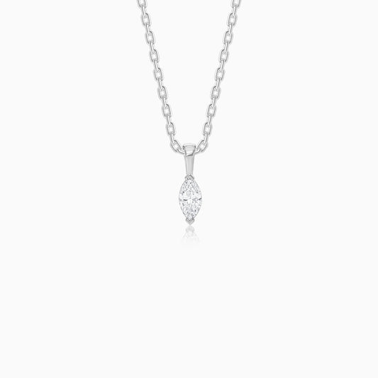 18k white gold necklace  with a dangling marquise-cut shape natural  diamond  -  Solitaire collection