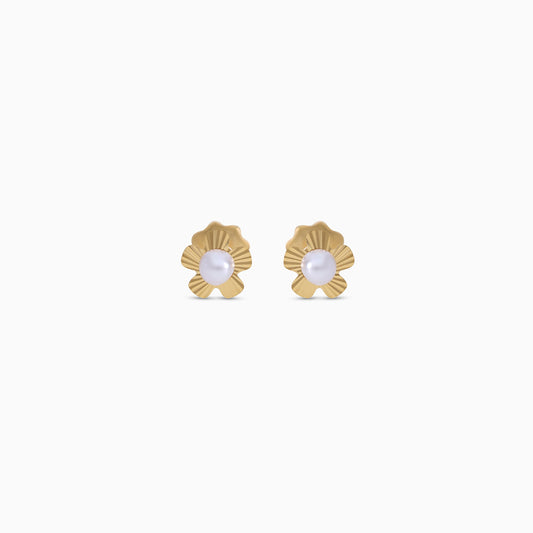 Shop 18K Flower Earrings in Gold with Center Pearl for Your Kids