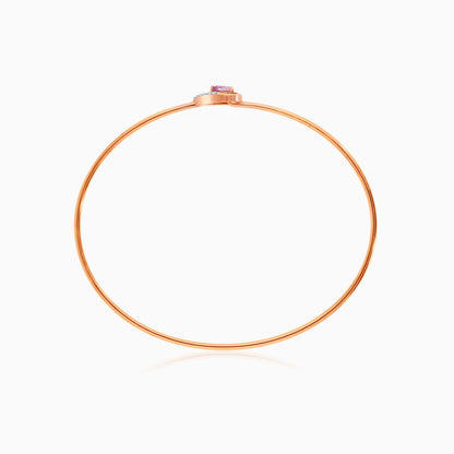 18K Rose Gold Bangle Featuring Two Pink Topaz Hearts and Natural Diamonds