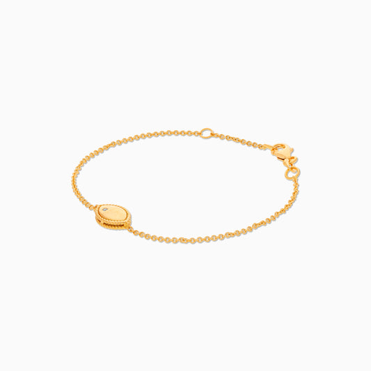 18k yellow gold bracelet for kids in marquise shape, decorated with single natural diamond stones
