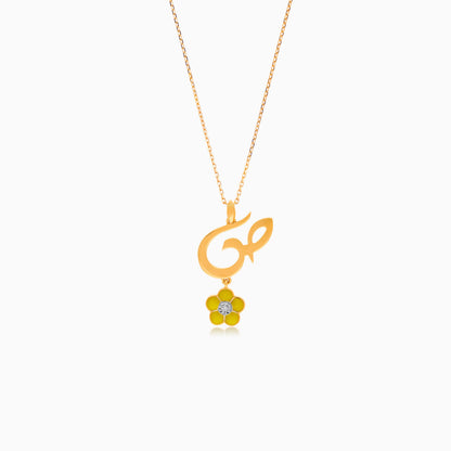 18K Yellow Gold Kids Necklace with Letter Saad & Diamond-Accented Yellow Flower – Horoufi Kids Collection