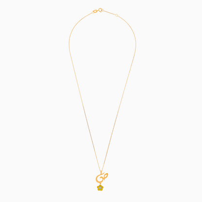 18K Yellow Gold Kids Necklace with Letter Saad & Diamond-Accented Yellow Flower – Horoufi Kids Collection