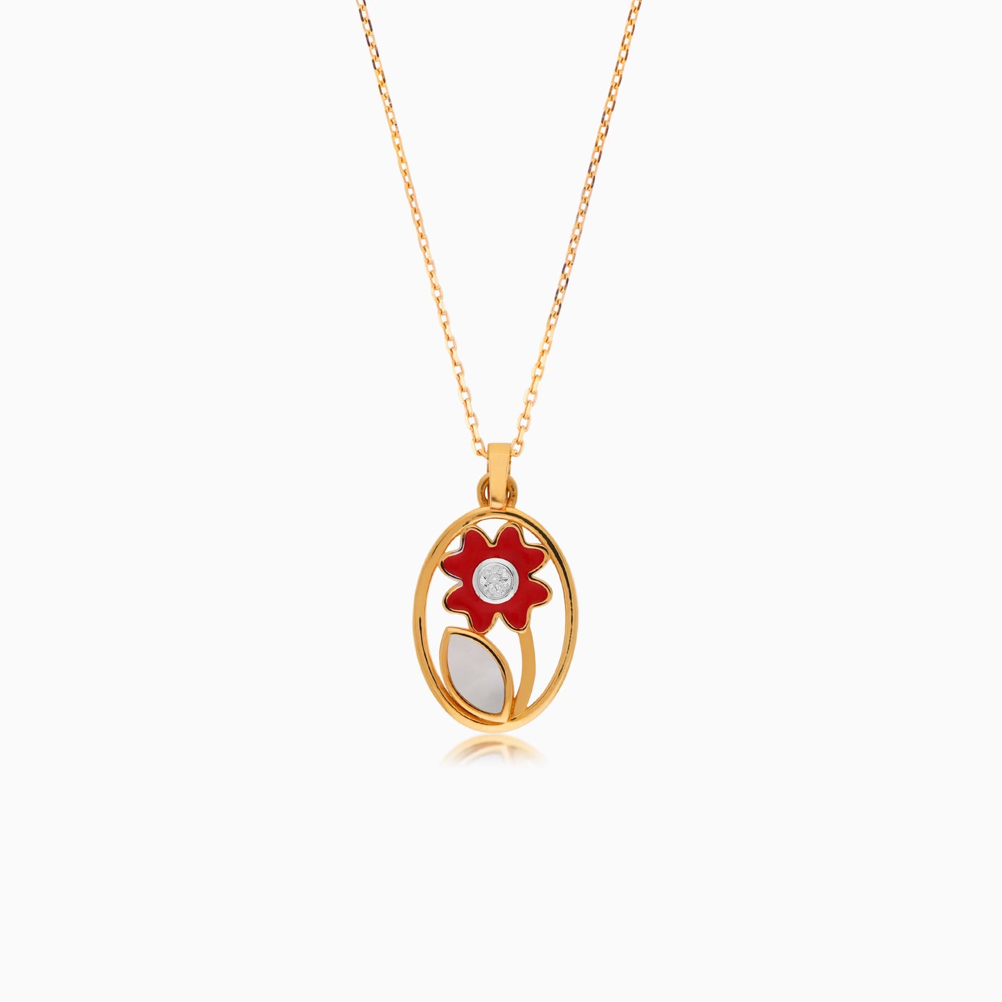 18k Yellow Gold Flower Necklace with MOP & Diamonds | Dalia Kids Collection